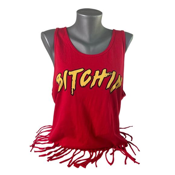 Superluxe Hulk Hogan Women's Red Tank Top Cut Fringe Bottom Size Large - Picture 2 of 8